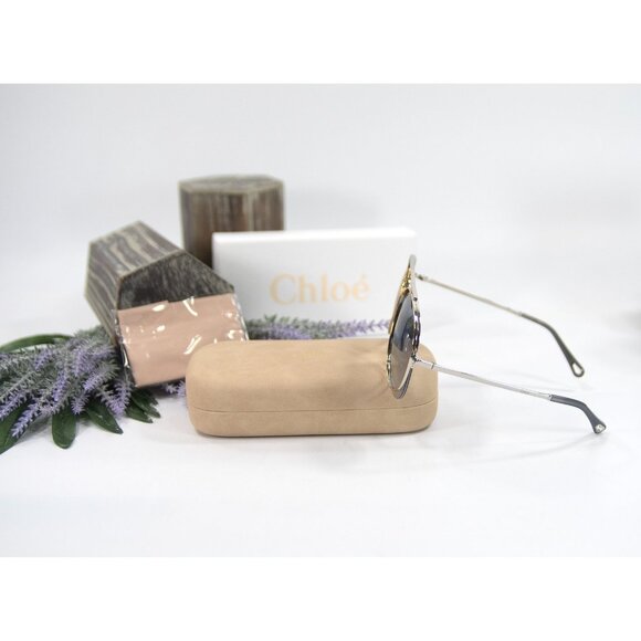 Chloe CE144S Gold Blue Gradient Romie Aviator Logo Sunglasses NWT Case - Picture 2 of 8